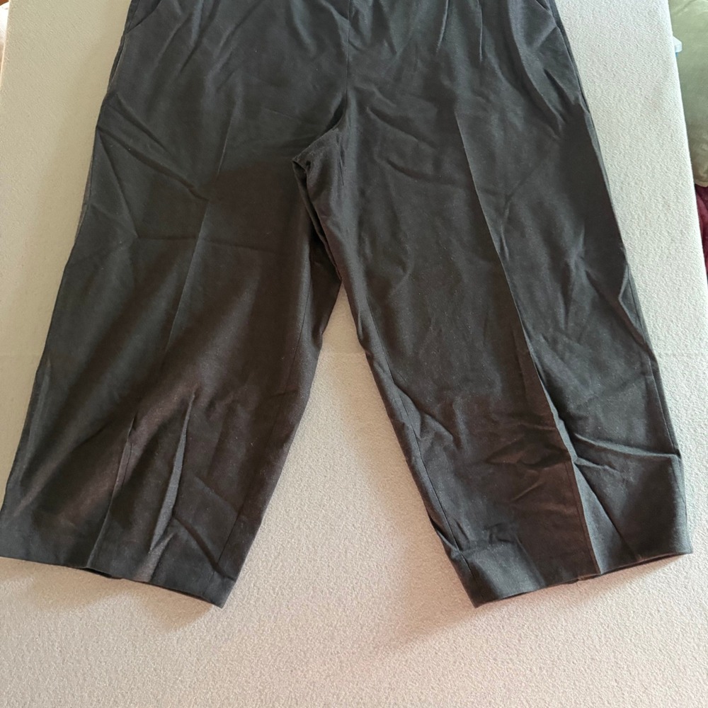 Eileen Fisher Wool Blend Wide Leg Crop Pant Black Charcoal Gray Womens Size XL - Picture 11 of 13
